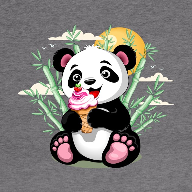 Panda Baby with Ice Cream Summer Character by BluedarkArt